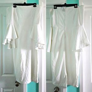 Premier Amour off white WMNS 8 off shoulder bell sleeve stealth dress NWT